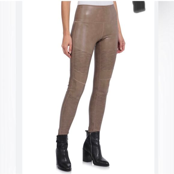 7 For All Mankind Pants - NWT 7 For All Mankind Tan Faux Leather Moto Pants Size Large